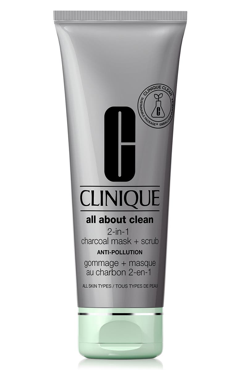 Clinique All About Clean 2-in-1 Charcoal Mask + Scrub, Main, color, 