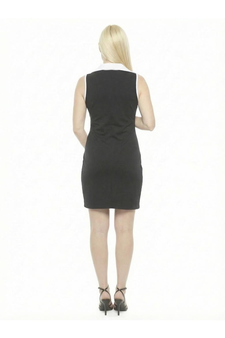 Maternity Collared Sleeveless Mini Shift Dress, Alternate, color, Black