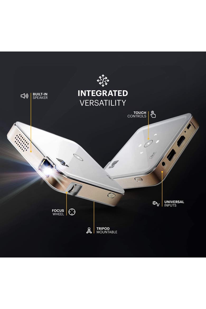 Luma 150 Pico Projector, Rechargeable Ultra Mini Projector with Built-In Speaker, Alternate, color, White