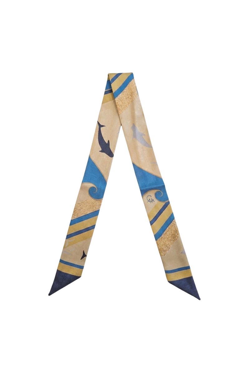 Etruscan Italian Silk Twill Scarf, Main, color, Blue / Gold
