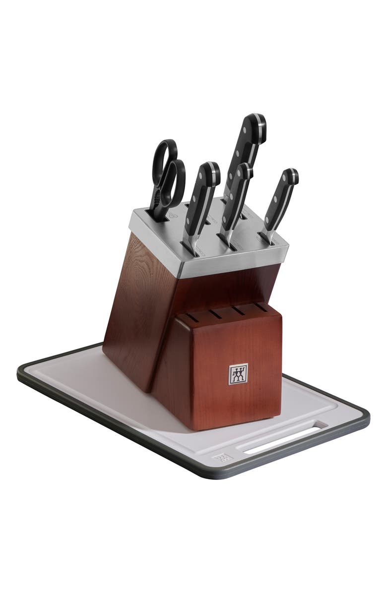 ZWILLING Pro 7-Piece Self-Sharpening Knife Block & Cutting Board Set, Main, color, Brown