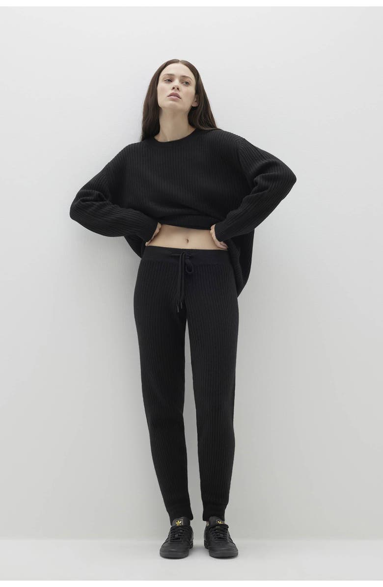 NAKED CASHMERE Heidi Ribbed Jogger Pant, Main, color, Black