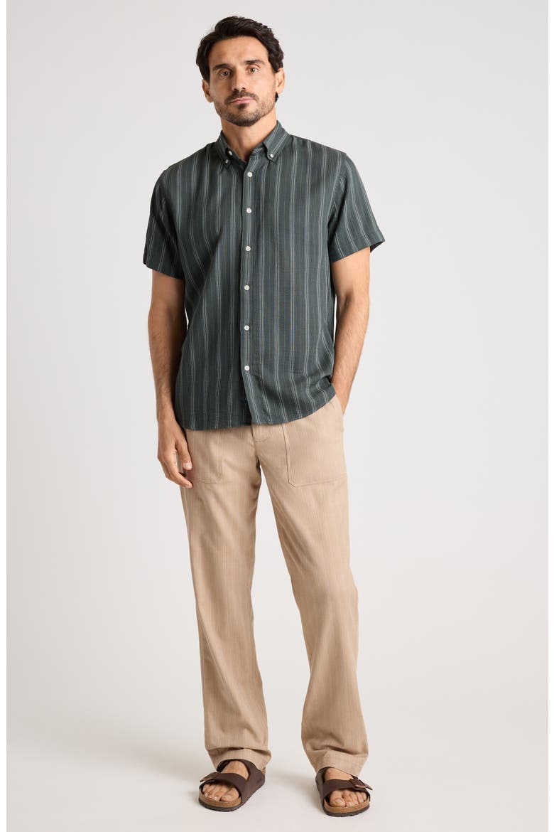 Montauk Slim Fit Striped Short Sleeve Shirt, Alternate, color, URBAN BLUE STRIPE