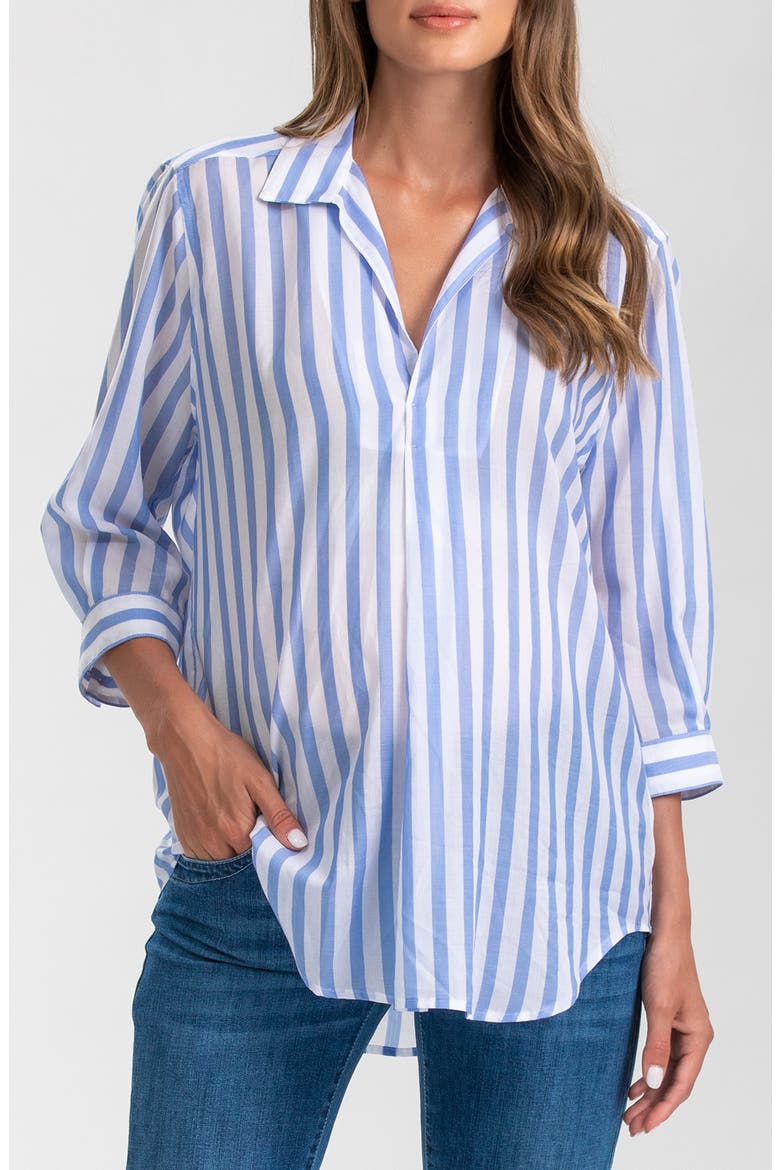 Long Sleeve Johnny Collar Shirt, Main, color, SKY