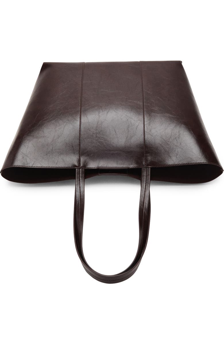 MANGO Large Leather Shopper Bag, Alternate, color, Chocolate
