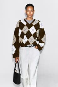 COS Argyle Wool-Alpaca V-Neck Sweater