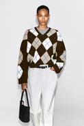 COS Argyle Wool-Alpaca V-Neck Sweater