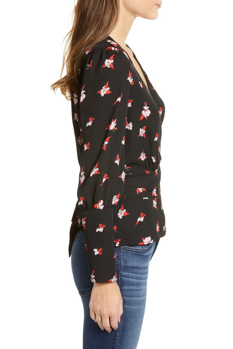 Tie Waist Blouse, Alternate, color, BLACK CHERRY BLOOM FLORAL