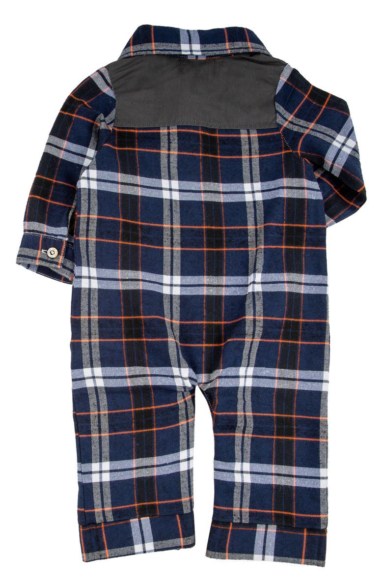 Miki Miette Teddy Plaid Cotton Romper, Alternate, color, 