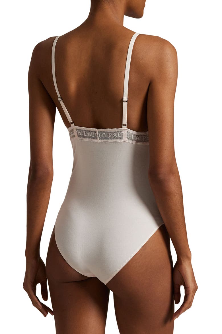 Lace & Stretch Cotton Rib Triangle Bodysuit, Alternate, color, GARDEN ROSE