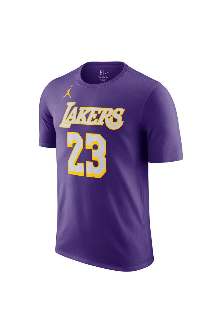 Unisex Jordan Brand LeBron James Purple Los Angeles Lakers Name & Number T-Shirt - Statement Edition, Alternate, color, Purple
