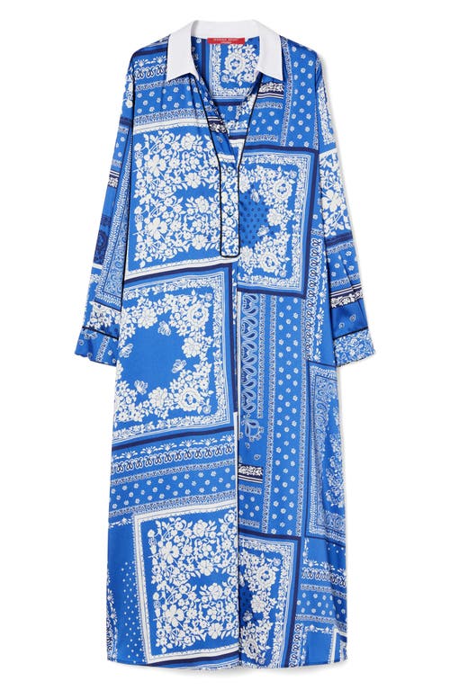 Marina Rinaldi Osanna Print Long Sleeve Maxi Shirtdress In Light Blue