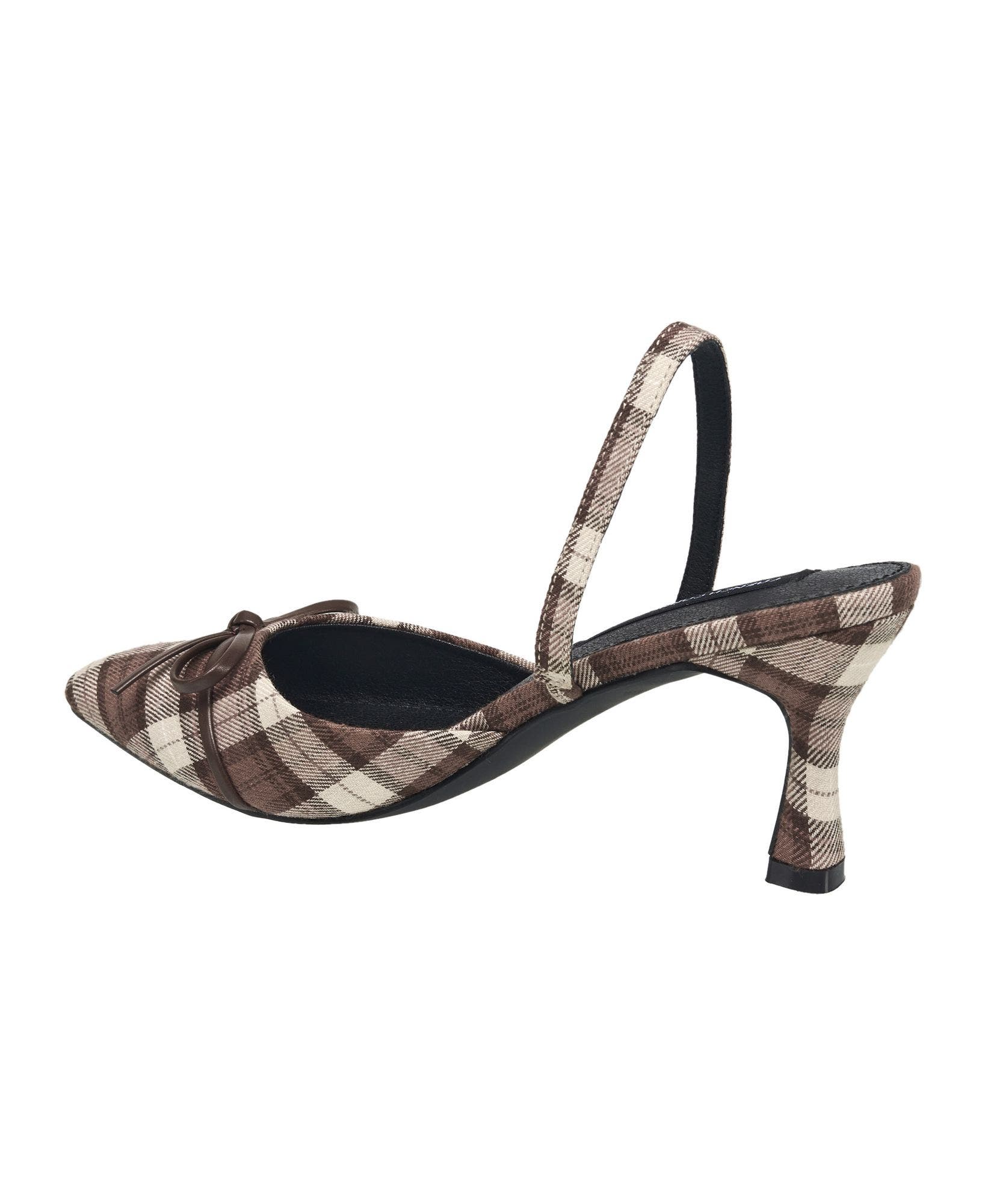 Bowy Plaid Kitten Heel, Alternate, color, Brown Multi