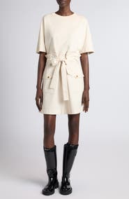 Moncler Hybrid Knit & Woven Drawstring Minidress