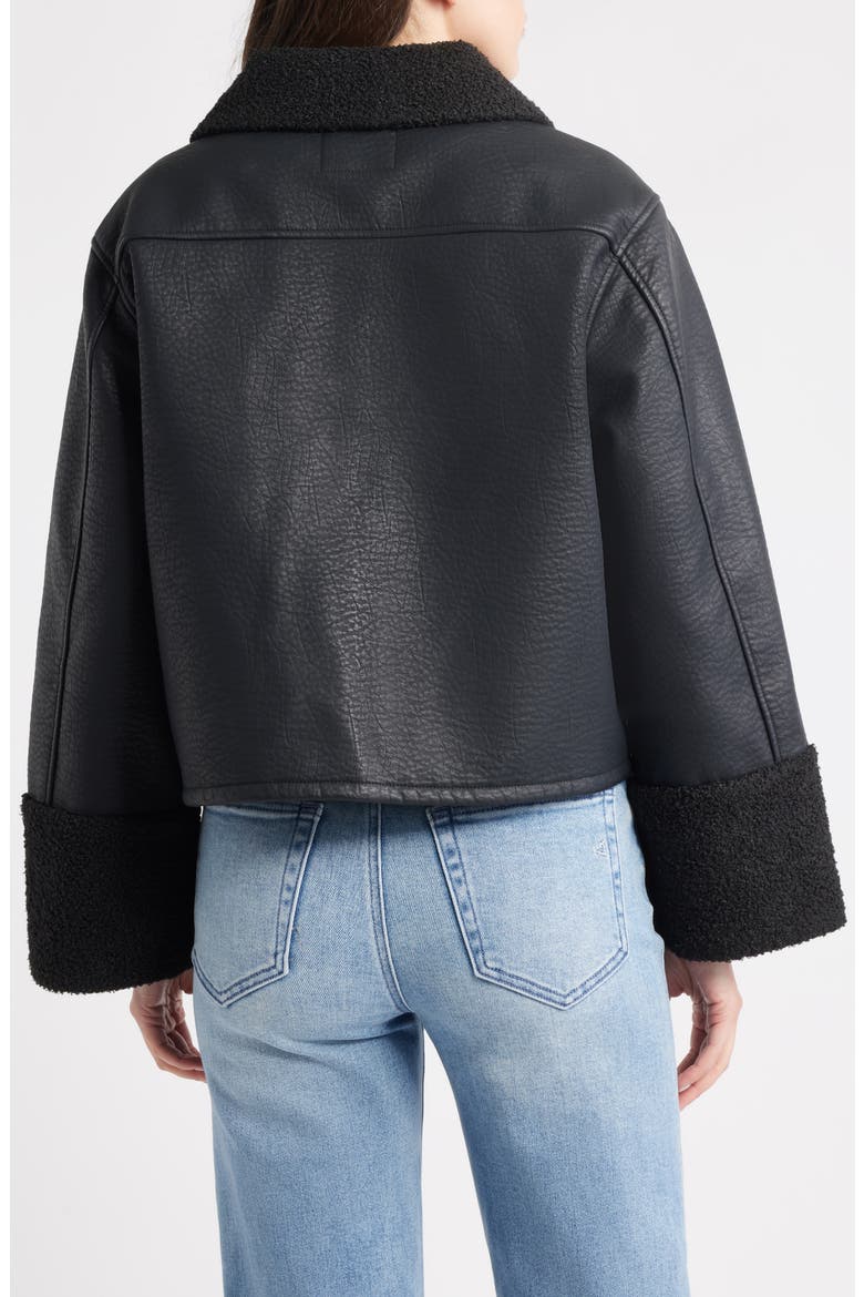 Dria Faux Leather & Faux Shearling Jacket, Alternate, color, BLACK SHEARLING