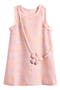 Kids' Sleeveless Tweed Faux Pearl Necklace Dress