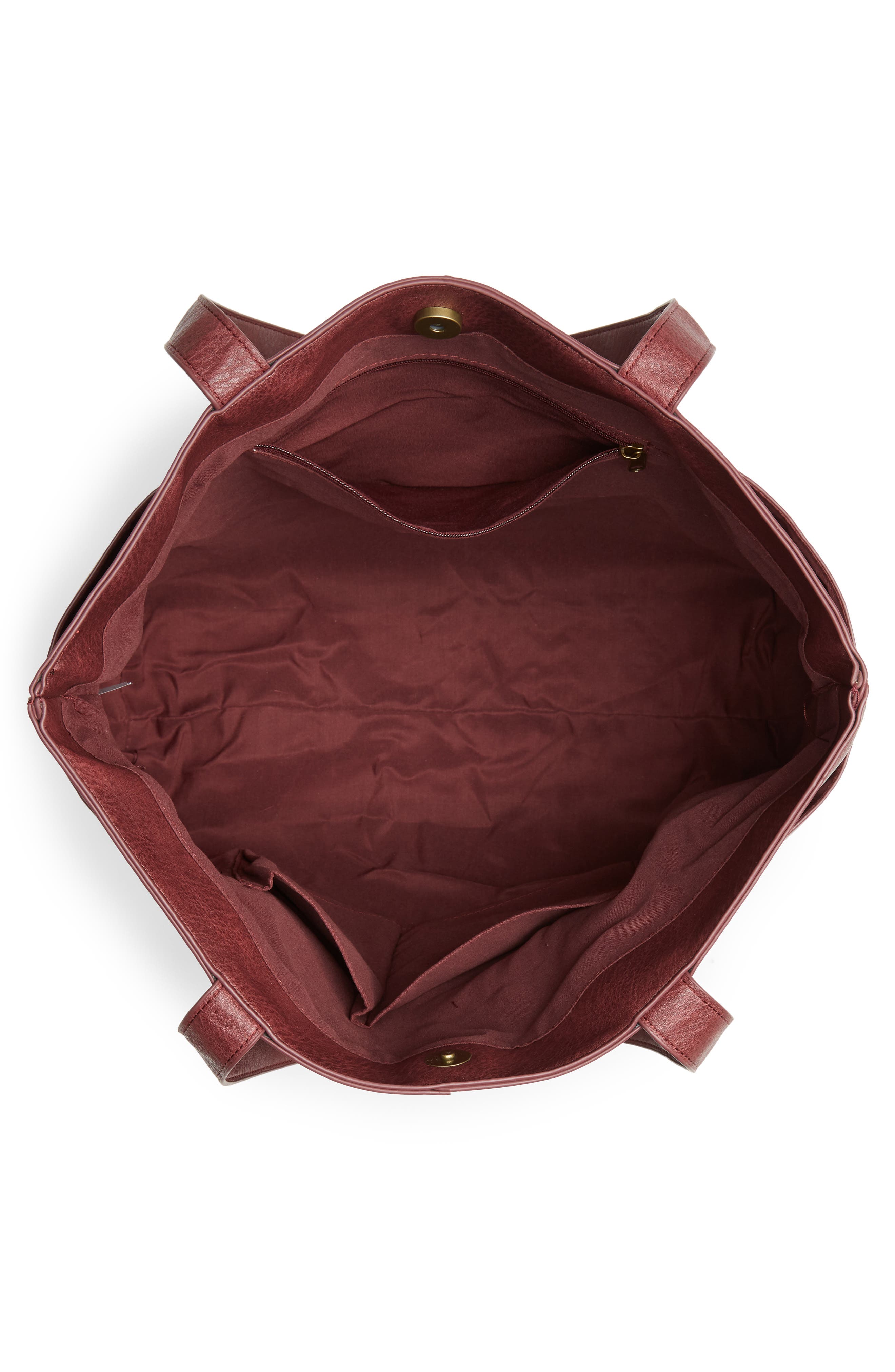 Studded Faux Leather Tote, Alternate, color, BURGUNDY LONDON