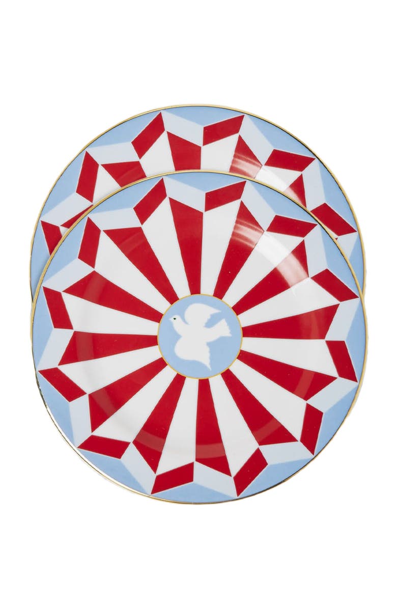 La DoubleJ Dessert Plates Set Of 2 Roman Dove Vino Red, Main, color, Roman Dove Vino Red