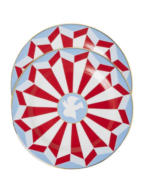 Dessert Plates Set Of 2 Roman Dove Vino Red