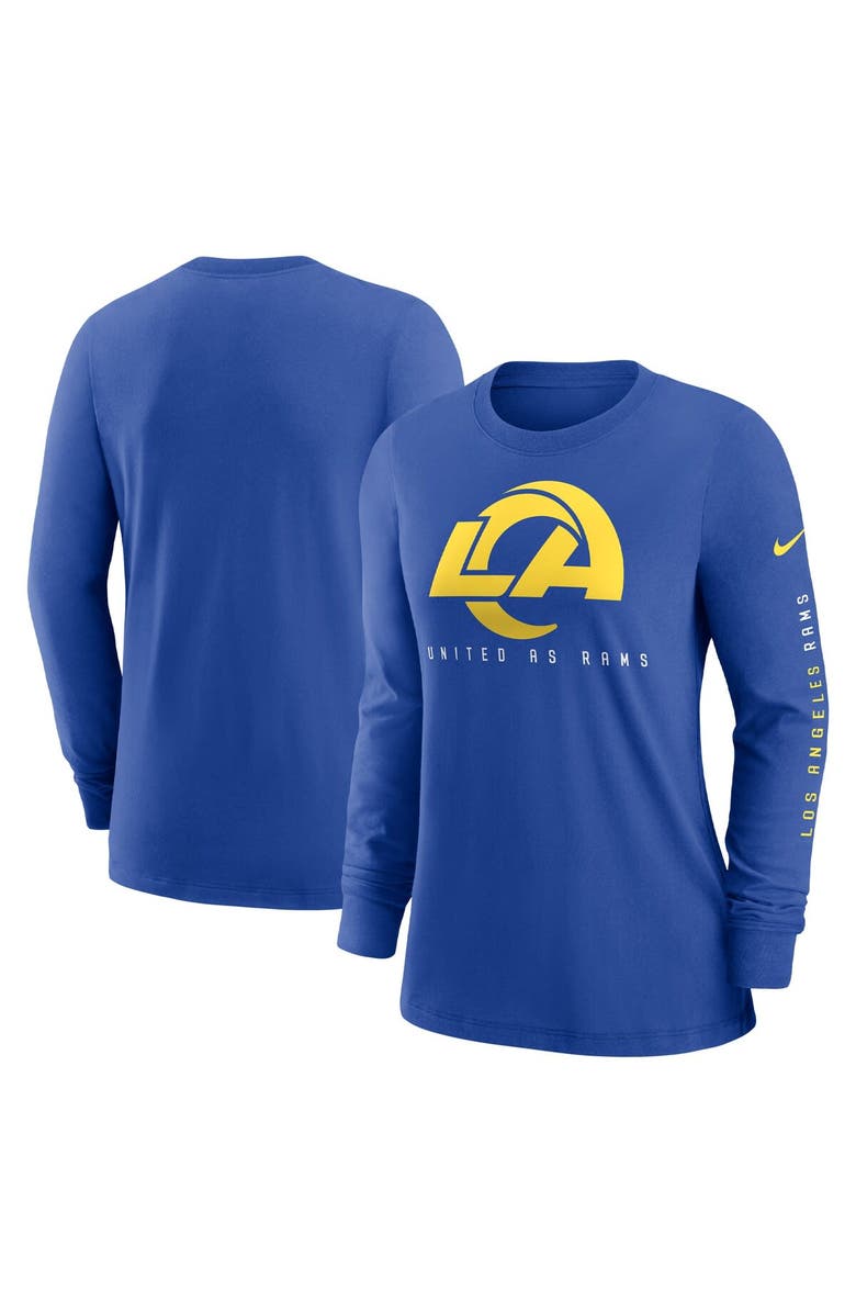 Nike Women's Nike Royal Los Angeles Rams Prime Split Long Sleeve T-Shirt, Main, color, 