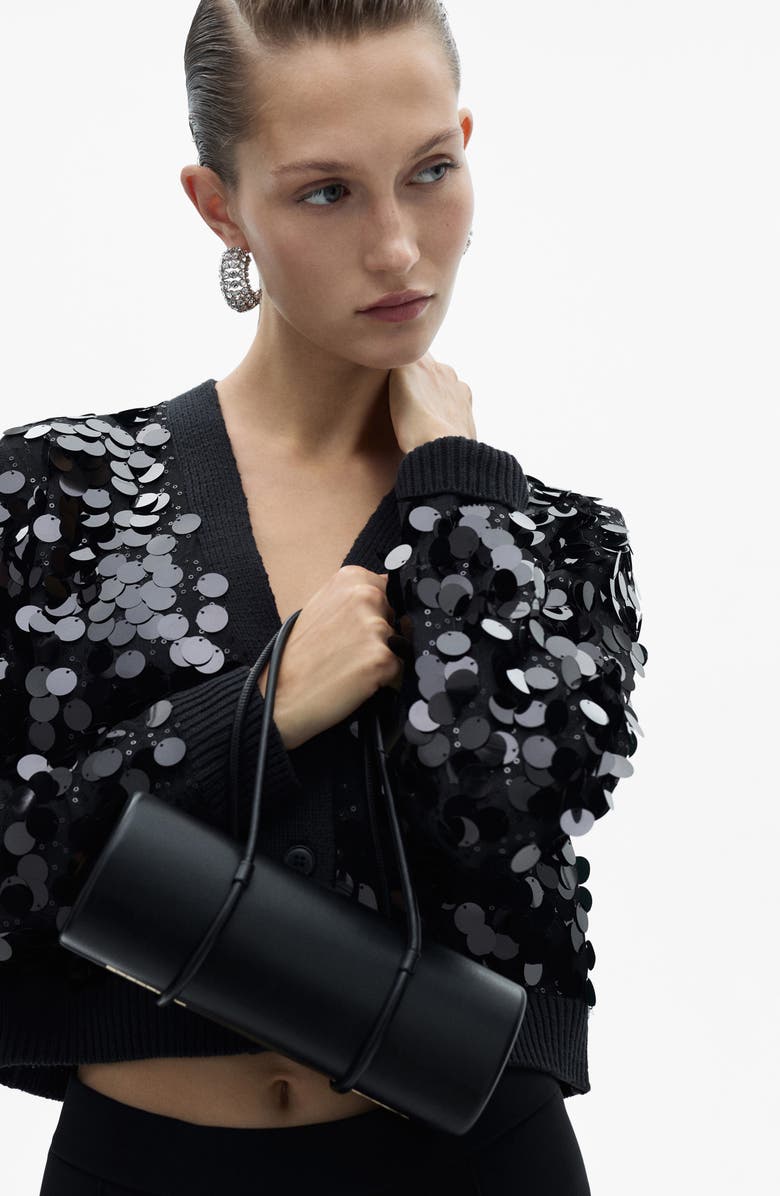 MANGO Paillette V-Neck Crop Cardigan, Alternate, color,