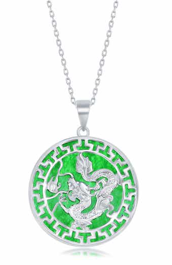 Dragon Round Jade Pendant Necklace