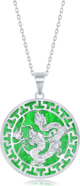 SIMONA Dragon Round Jade Pendant Necklace