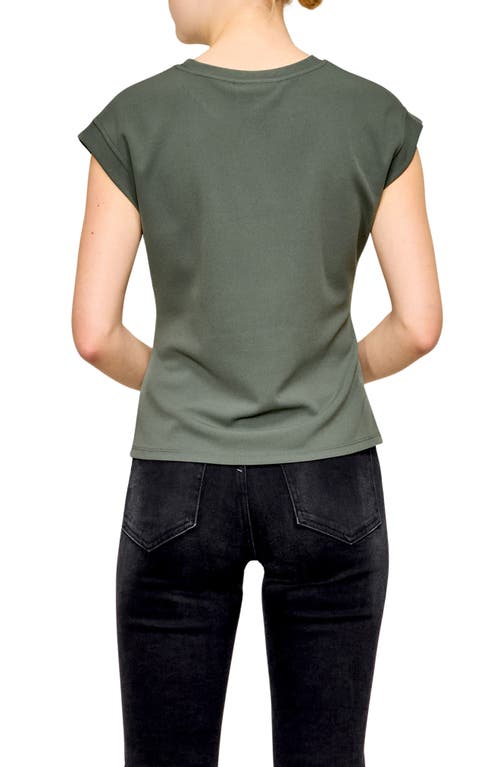 Melloday Side Ruched Crepe Top In Olive