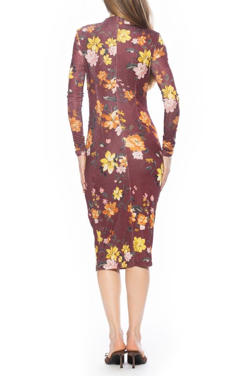 Alexia Admor Kim Bodycon Long Sleeve Midi Dress In Multi