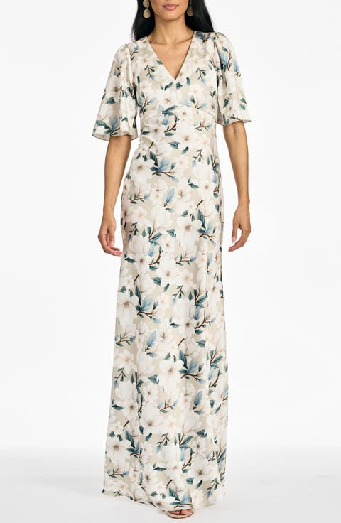 Mae Floral Flutter Sleeve Gown (Regular & Plus)