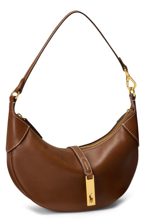 Polo Ralph Lauren Mini Sport Calf Leather Shoulder Bag In Brown