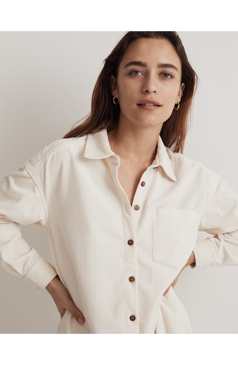Madewell Easy Corduroy Mini Shirtdress, Alternate, color,