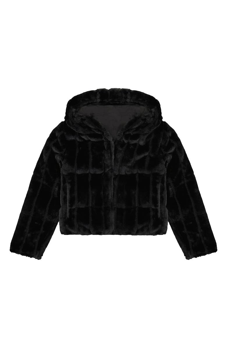 Sam Edelman Kids' Vertical Blocks Faux Fur Reversible Jacket, Alternate, color, Black