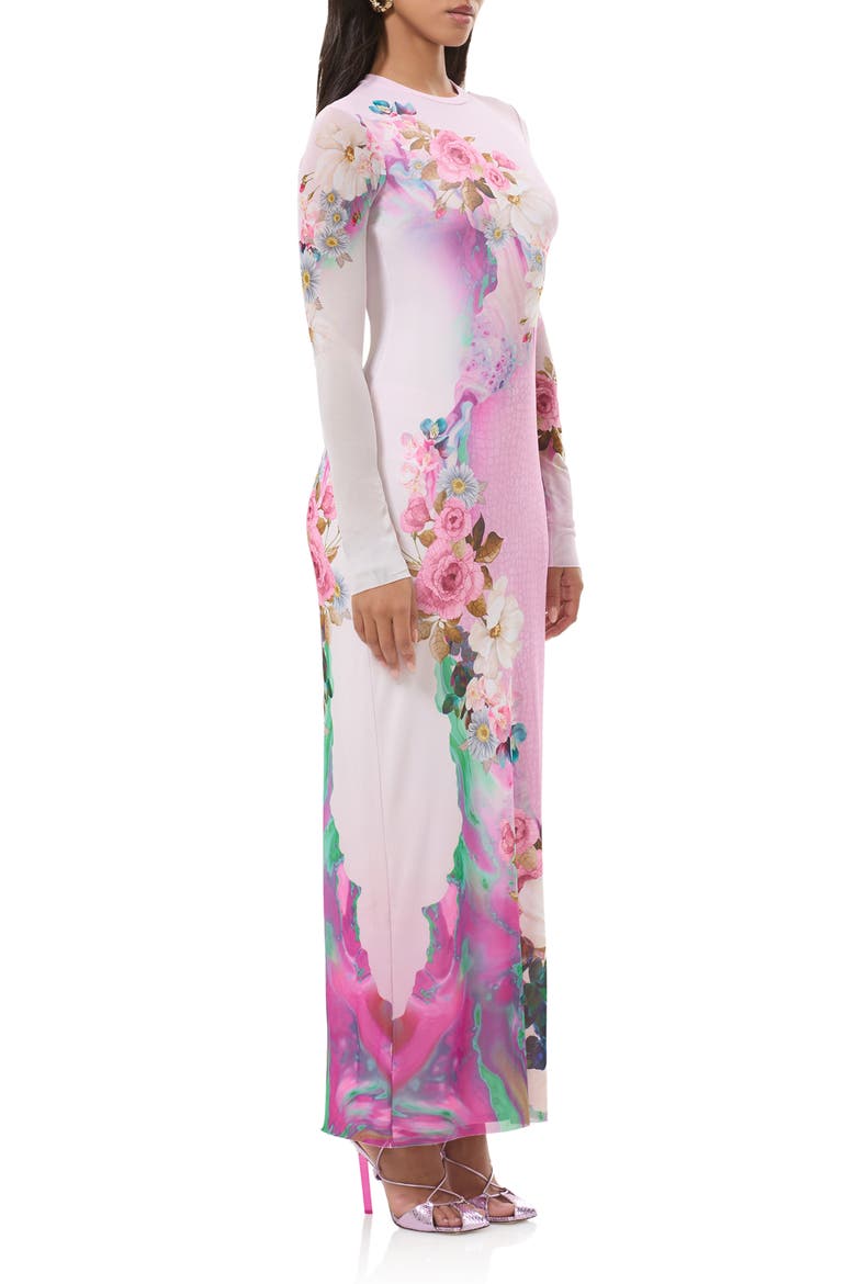Didi Long Sleeve Mesh Maxi Dress, Alternate, color, MARBLE FLORAL