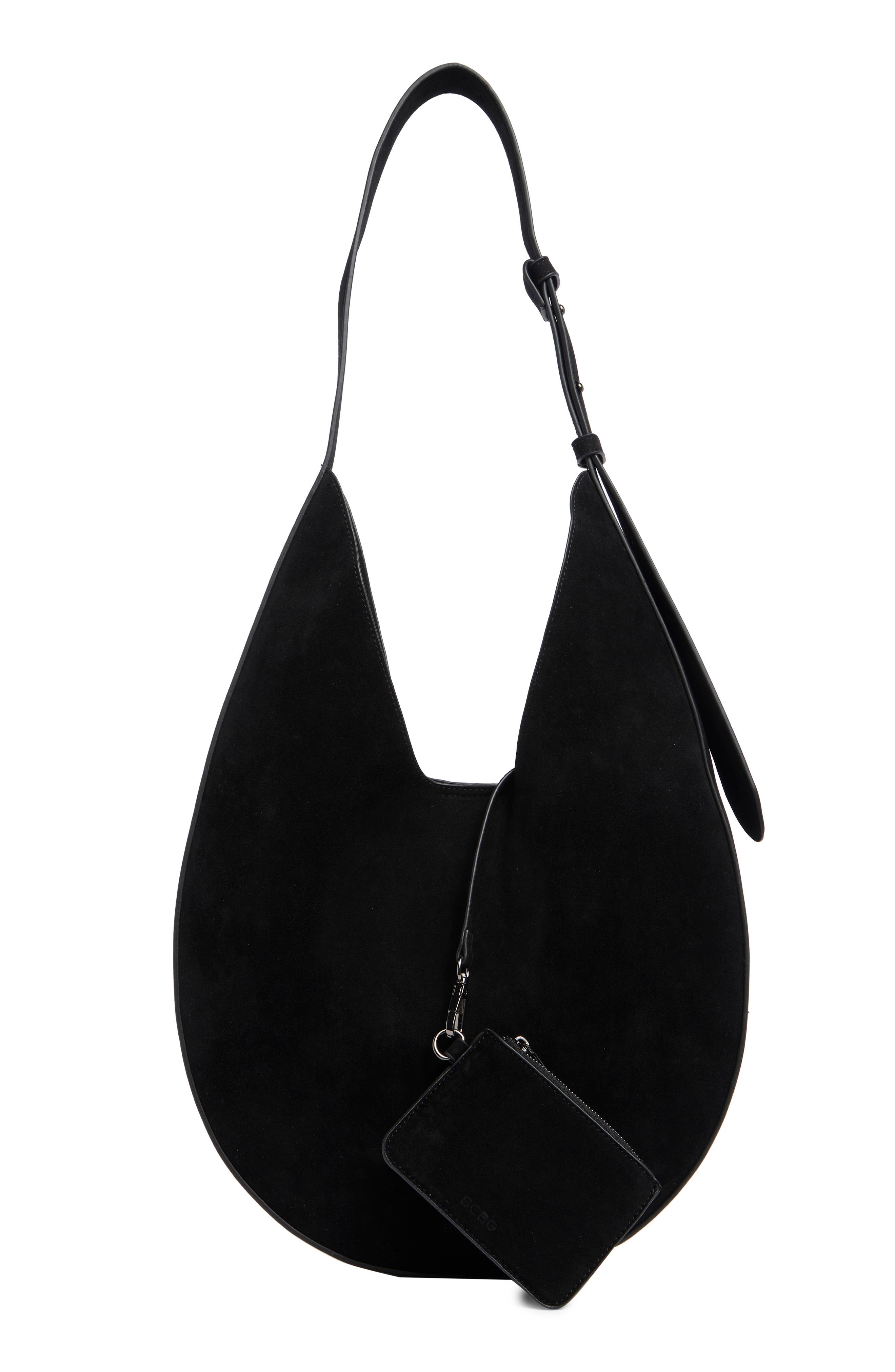 Hobo Faux Suede Shoulder Bag, Alternate, color, BLACK