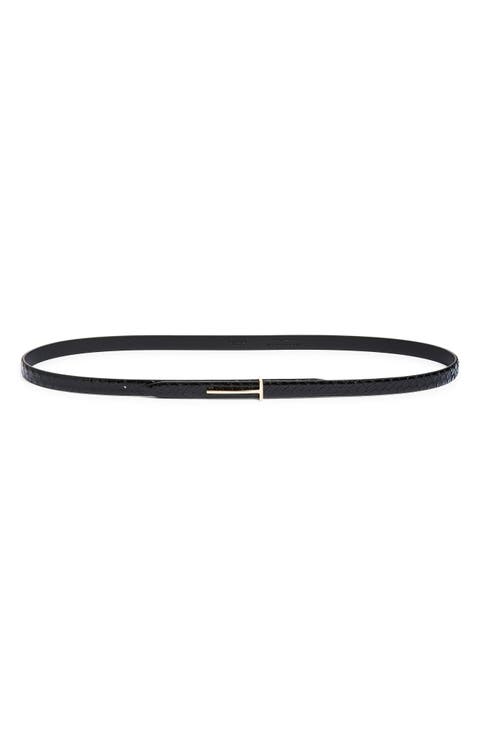 Skinny Python Embossed Leather Belt