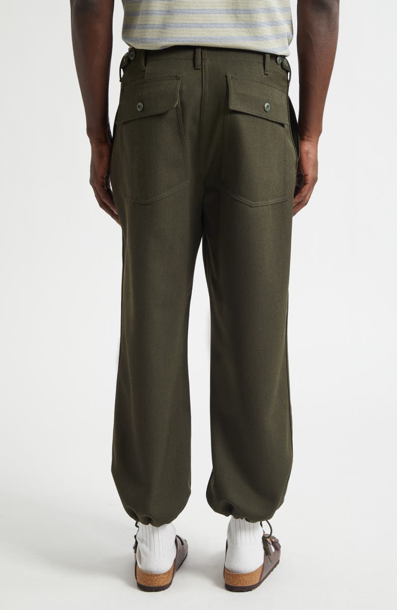 BEAMS MIL Utility Drawstring Waist Wool Trousers, Alternate, color, Green