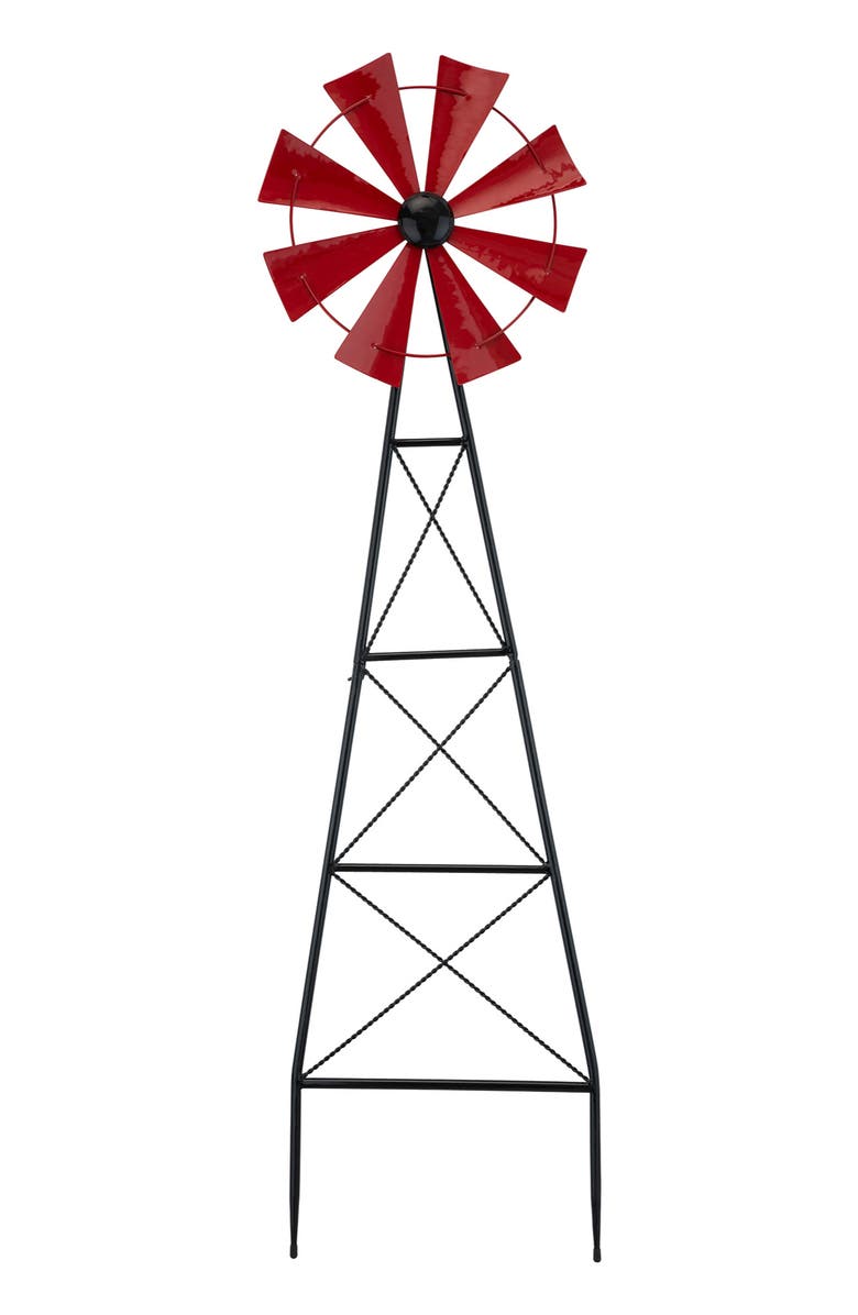 Glitzhome 44"H Metal Wind Spinner Yardstake, Main, color, Red