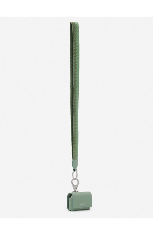 Lanvin Signature Leather Case For Airpods Pro In Vert De Gris