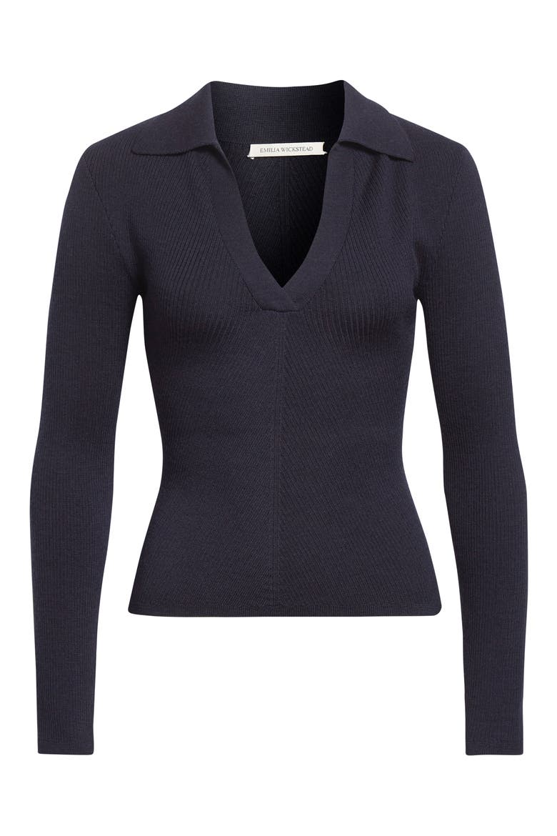 Austin Wool Rib Polo Sweater, Alternate, color, DARK NAVY