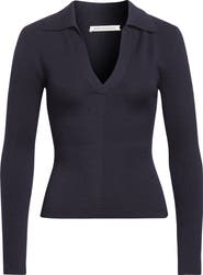 Emilia Wickstead Austin Wool Rib Polo Sweater