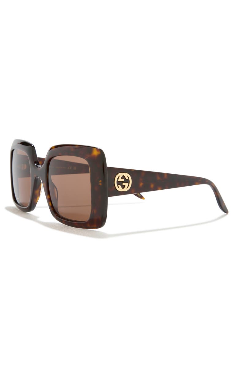 Gucci 54mm Square Sunglasses, Alternate, color, Havana Havana Brown