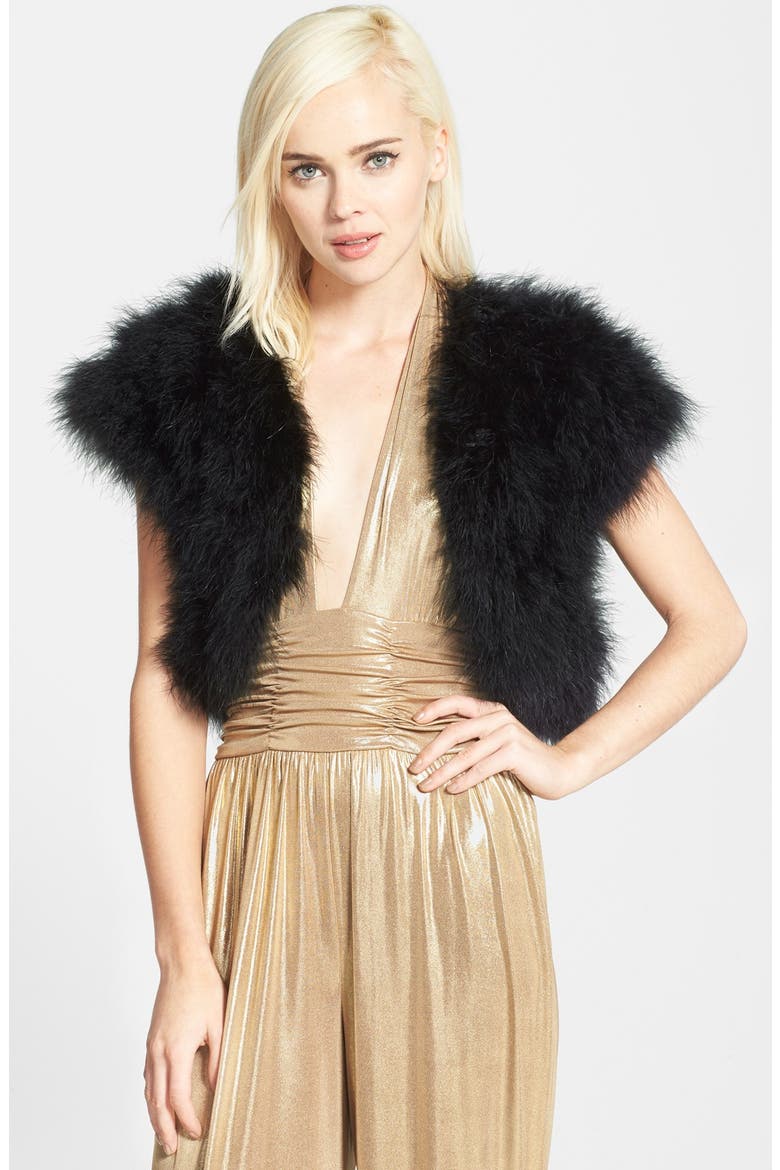 Genuine Marabou Vest, Main, color, BLACK