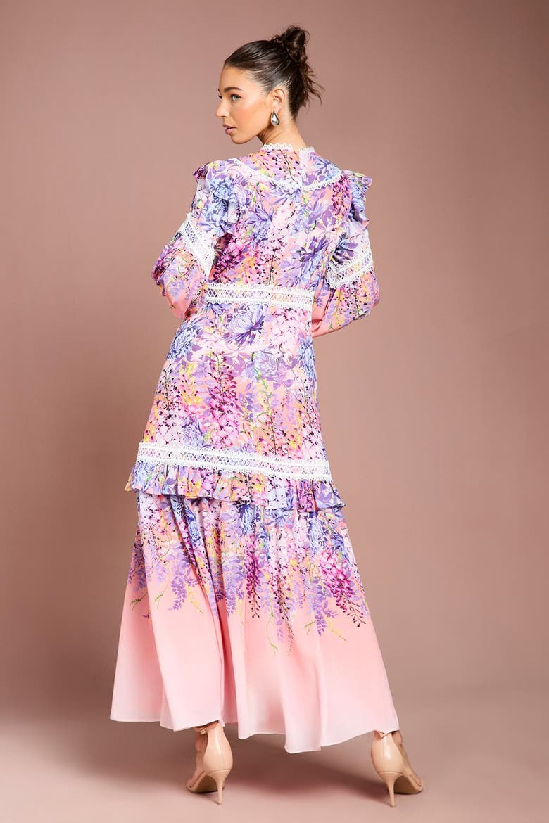 Lace Frill Detail Maxi Dress, Alternate, color, Pink