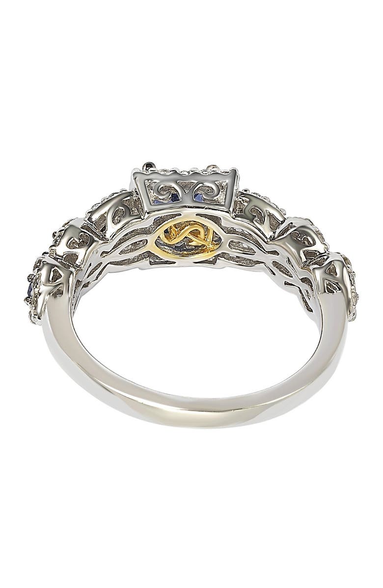 SUZY LEVIAN Sterling Silver Asscher-Cut Sapphire & CZ Engagement Ring, Alternate, color, Blue