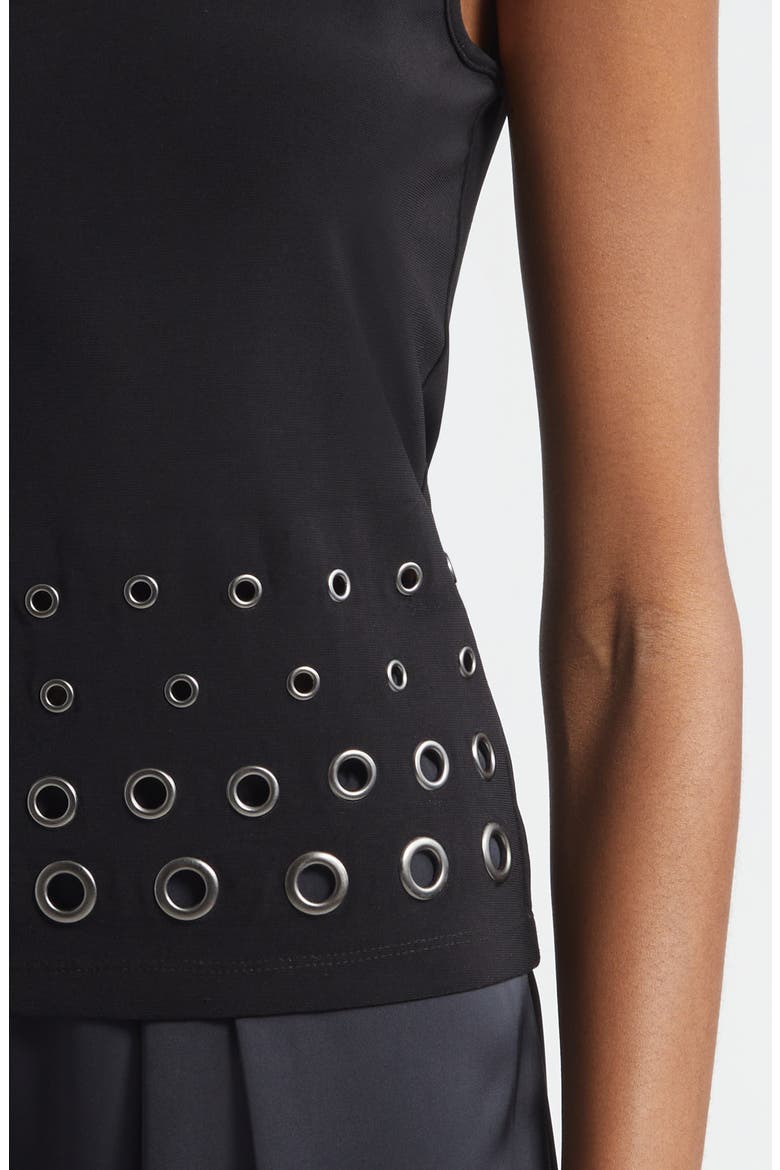 Eline Grommet Accent Tank, Alternate, color, BLACK