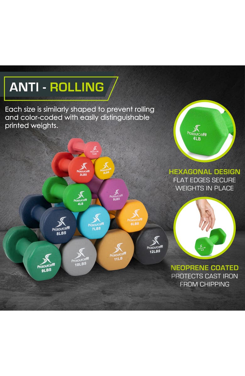 ProsourceFit Neoprene Dumbbells, Pair, Alternate, color, 4 Lb