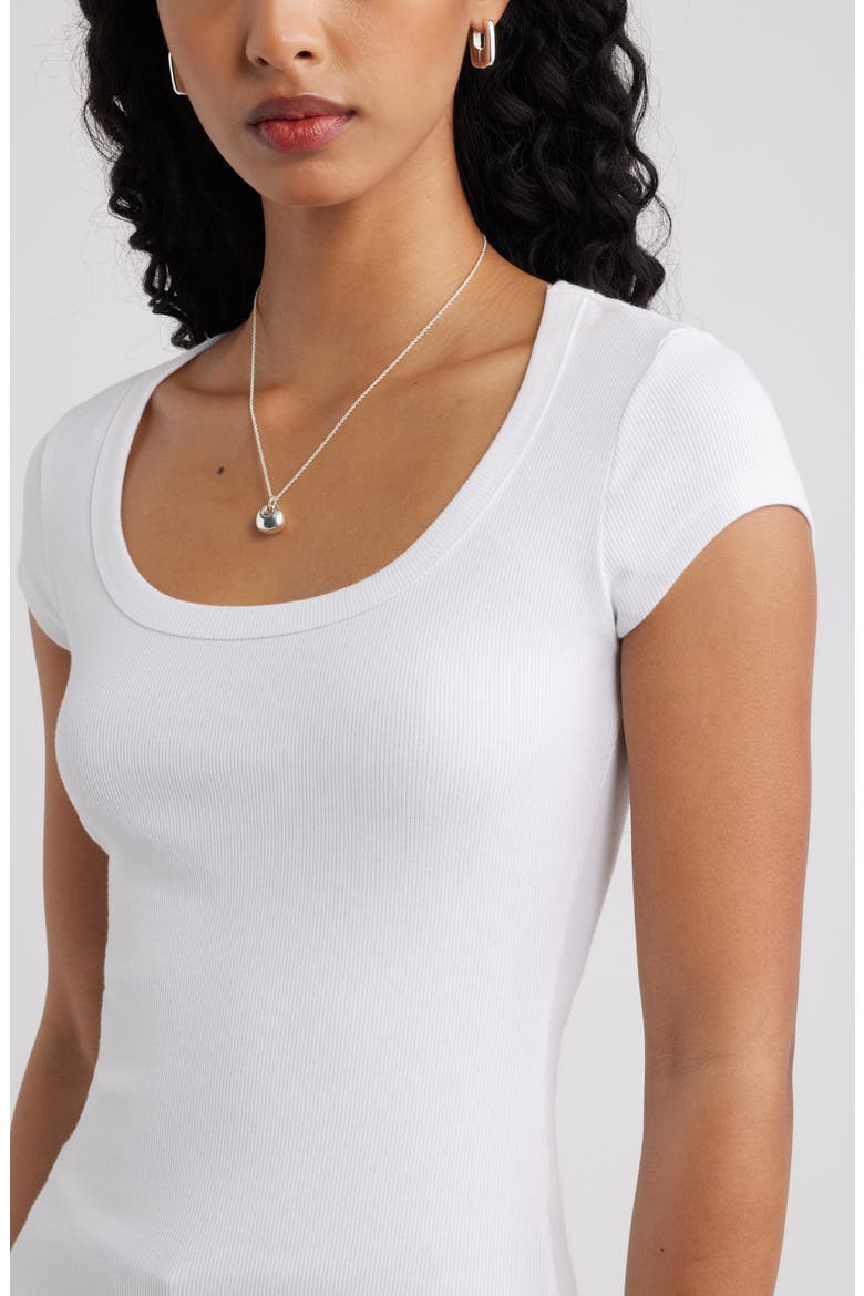 Scoop Neck Stretch Cotton T-Shirt, Alternate, color, WHITE