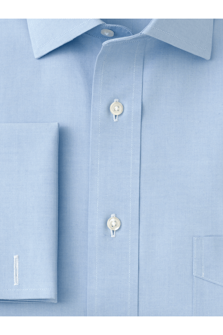 Non-iron Cotton Pinpoint Solid Spread Collar French Cuff Dress Shirt, Alternate, color, Blue