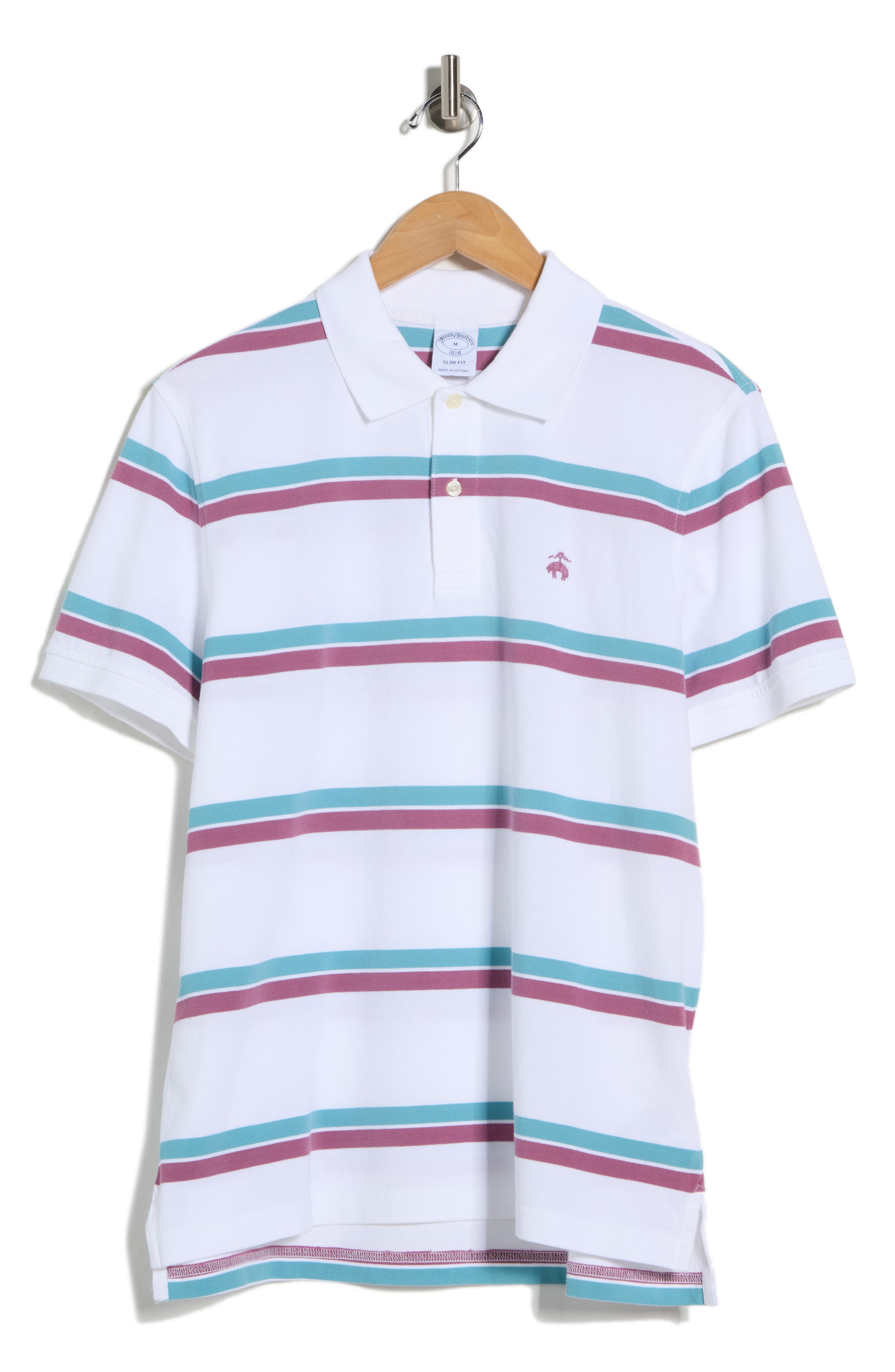 Brooks Brothers Stripe Slim Fit Piqué Polo